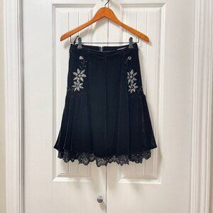 Vintage Velvet Lace Sequin Skirt Black – S